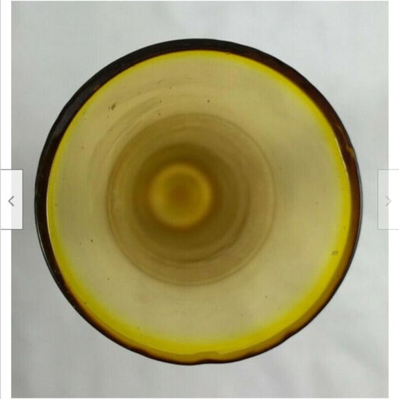 8" Etched Berry & Vine Amber Glass Flower Bud Vase with Clear Base - Picture 8 of 8